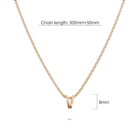 Initials Brick Alphabet Letter Necklace Rose Gold Layered Steel Jewellery